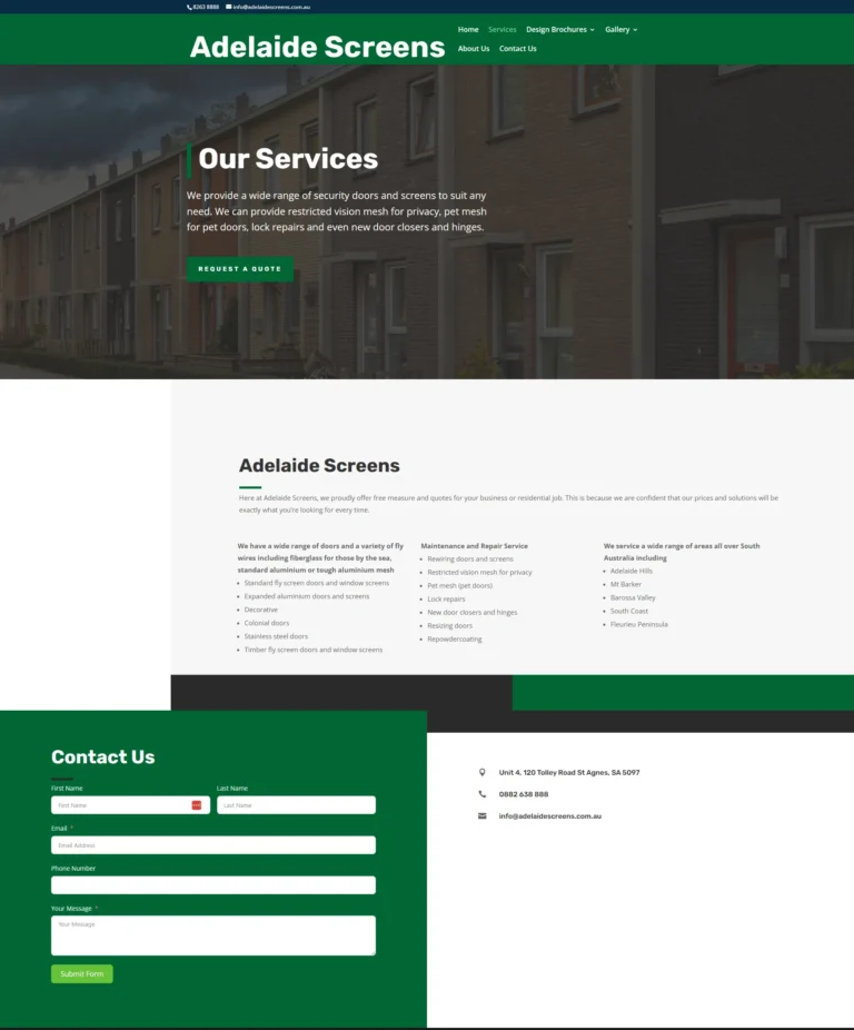 Adelaide Screens website, services