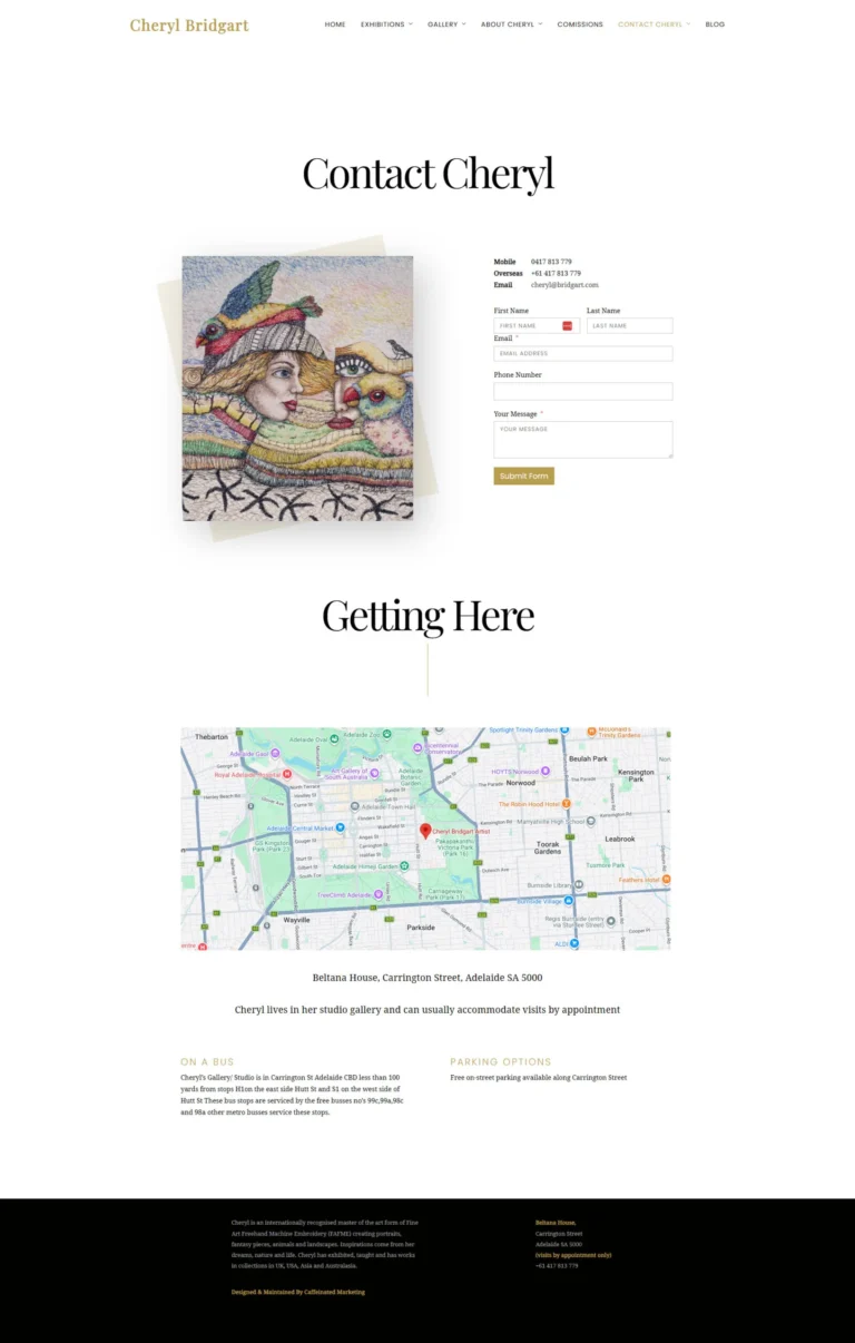 Bridgart website, contact
