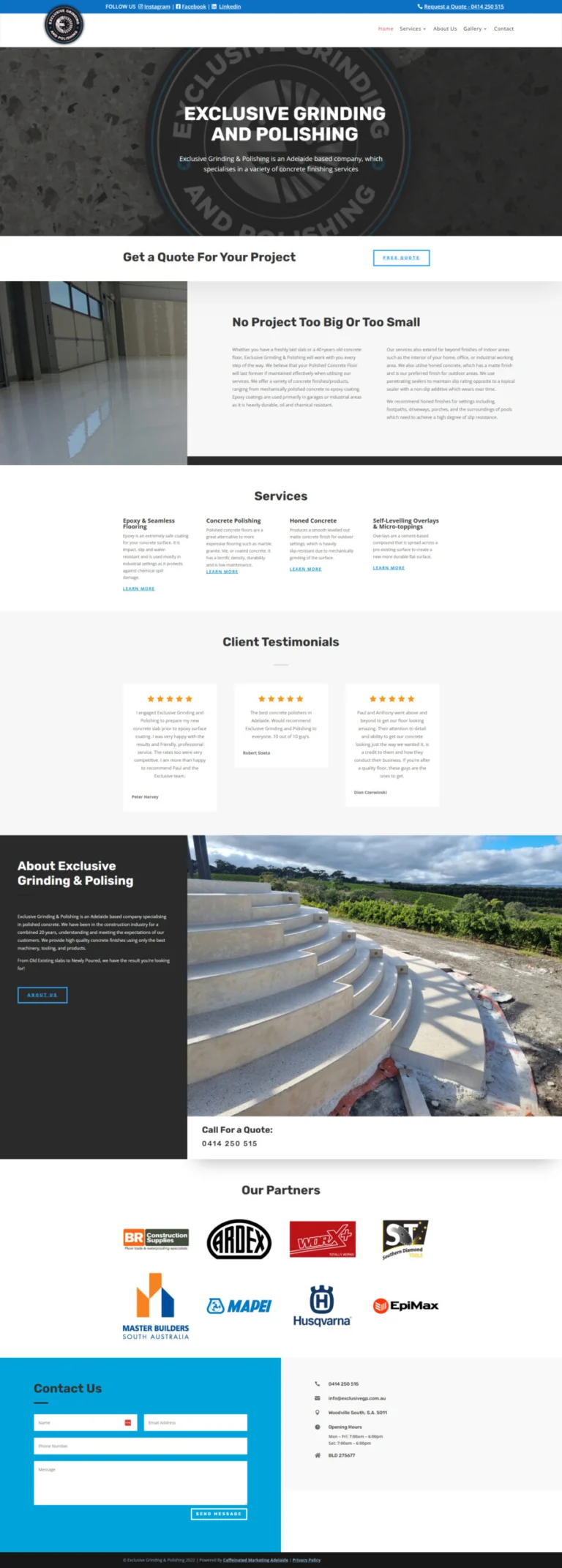 Exclusive Grinding & Polishing website, home page