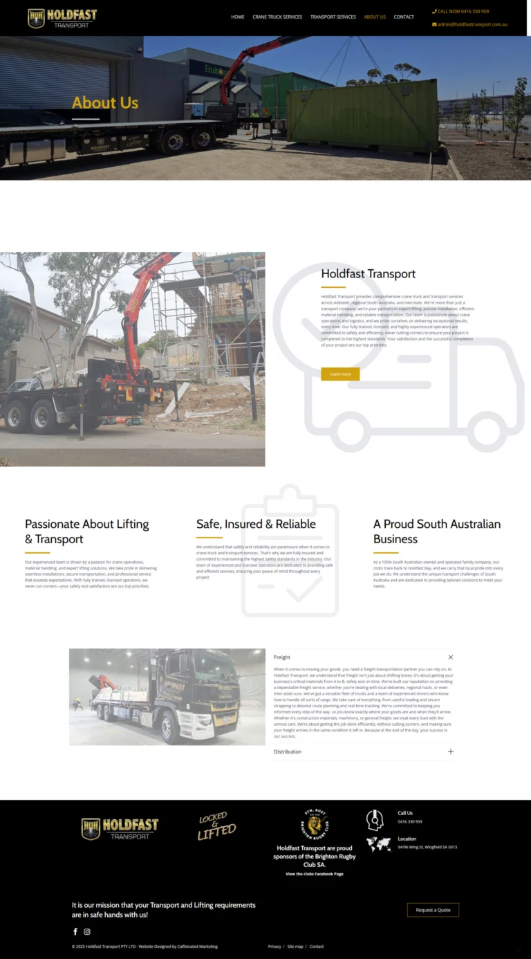 Holdfast Transport website, about