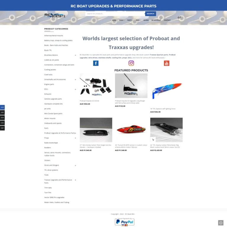RC Boat Bitz website, home page