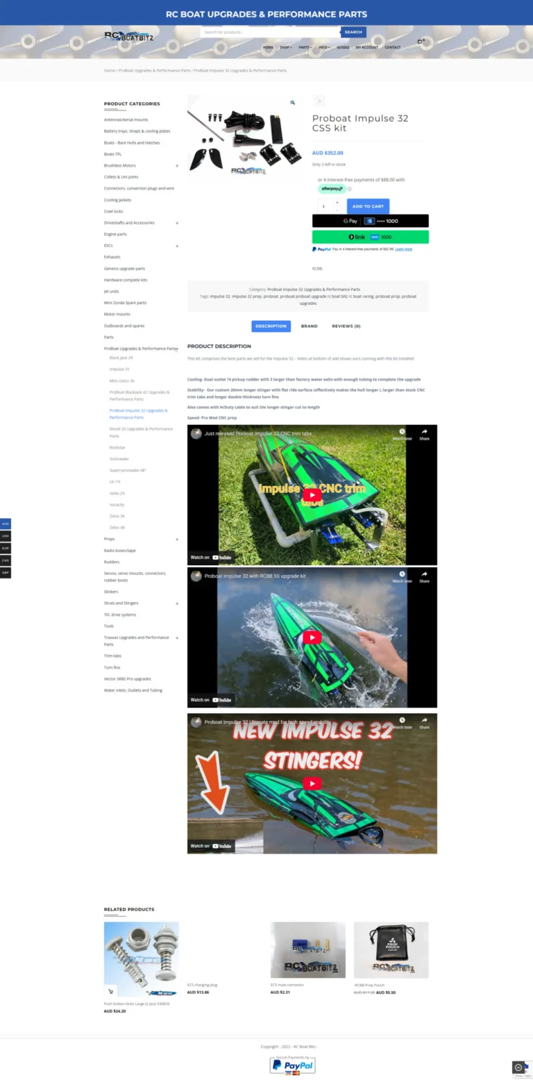RC Boat Bitz website, product
