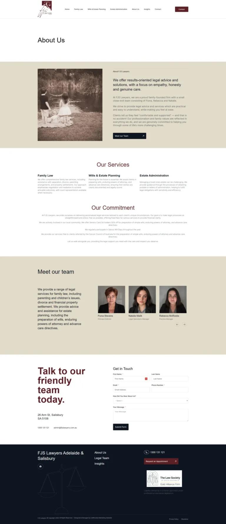FJS Lawyers website, about