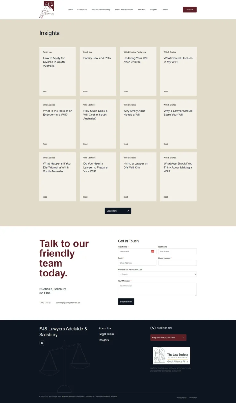FJS Lawyers website, blog