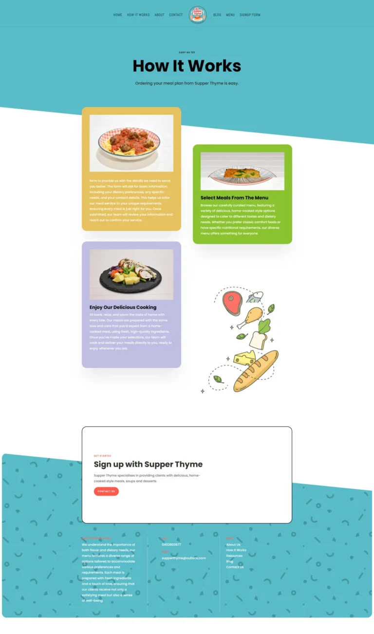 Supper Thyme website, process