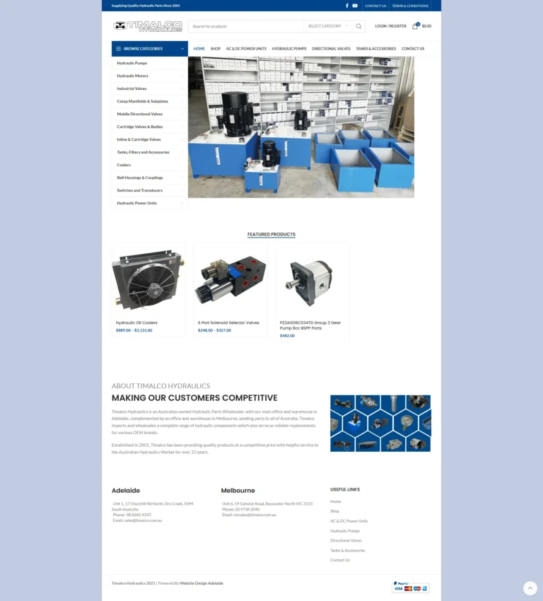 Timalco Hydraulics website, home page